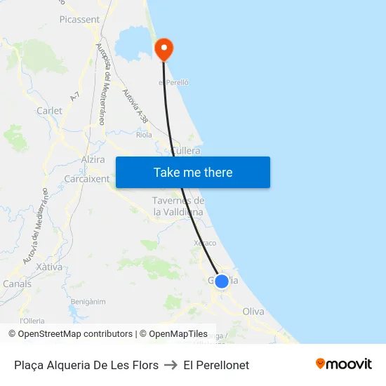 Plaça Alqueria De Les Flors to El Perellonet map