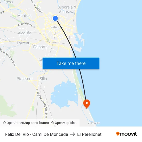 Félix Del Río - Camí De Moncada to El Perellonet map