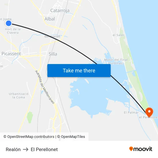 Realón to El Perellonet map