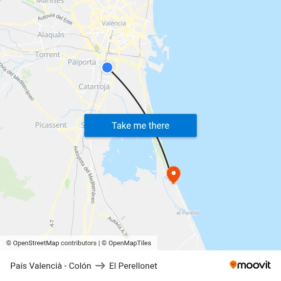 País Valencià - Colón to El Perellonet map