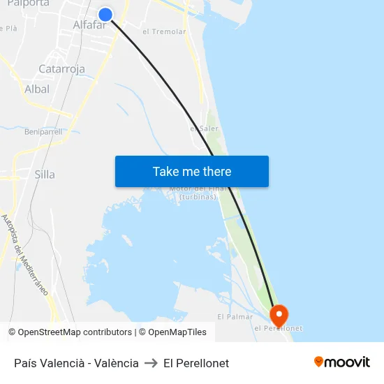 País Valencià - València to El Perellonet map