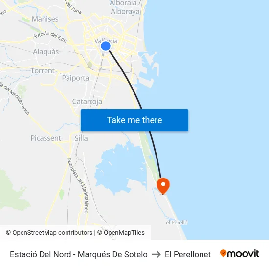 Estació Del Nord - Marqués De Sotelo to El Perellonet map