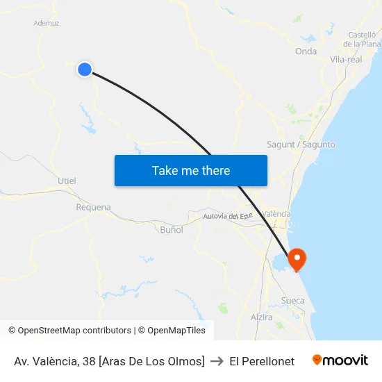 Av. València, 38 [Aras De Los Olmos] to El Perellonet map
