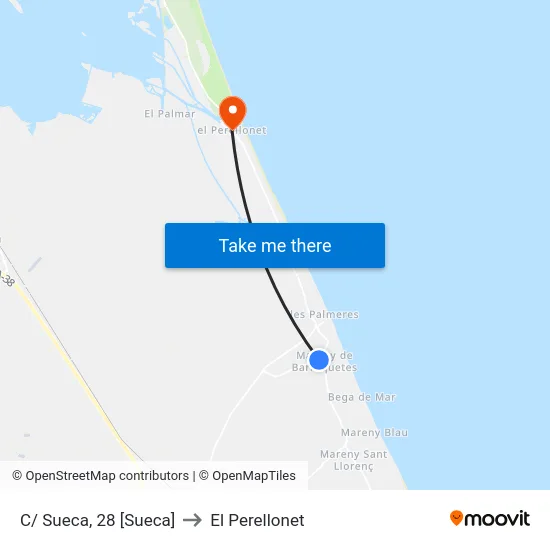 C/ Sueca, 28 [Sueca] to El Perellonet map