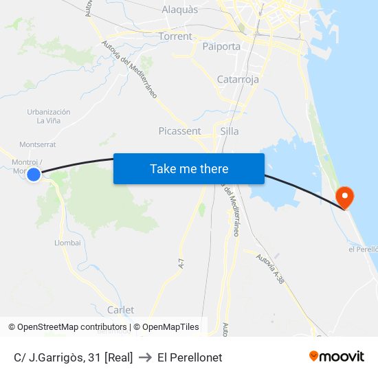 C/ J.Garrigòs, 31 [Real] to El Perellonet map