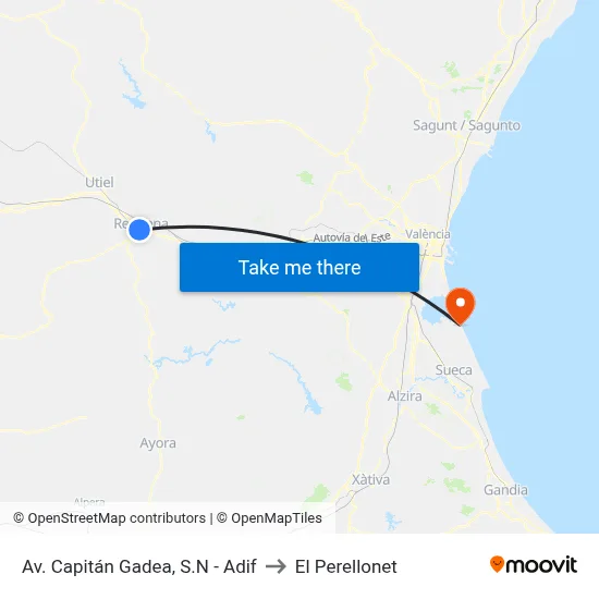 Av. Capitán Gadea, S.N - Adif to El Perellonet map