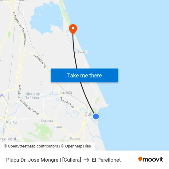 Plaça Dr. José Mongrell [Cullera] to El Perellonet map