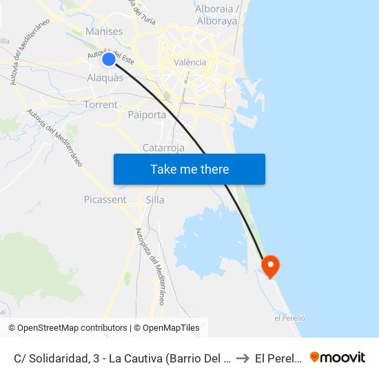 C/ Solidaridad, 3 - La Cautiva (Barrio Del Cristo) [Aldaia] to El Perellonet map