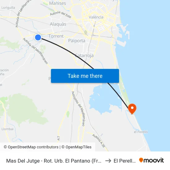 Mas Del Jutge - Rot. Urb. El Pantano (Front) [Torrent] to El Perellonet map