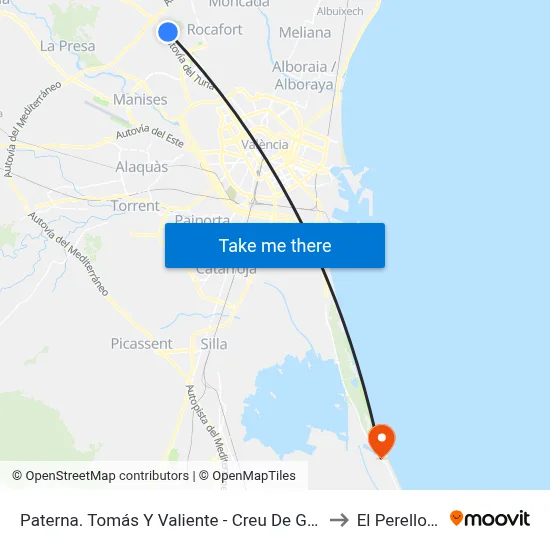 Paterna. Tomás Y Valiente - Creu De Gràcia I to El Perellonet map