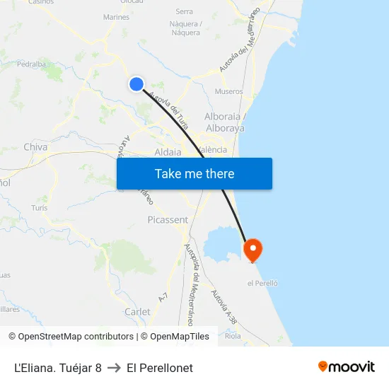 L'Eliana. Tuéjar 8 to El Perellonet map