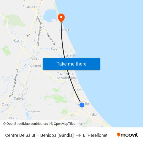 Centre De Salut – Beniopa [Gandia] to El Perellonet map