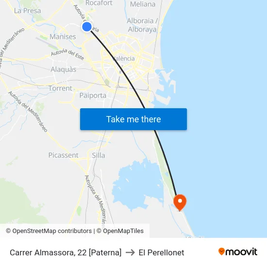 Carrer Almassora, 22 [Paterna] to El Perellonet map