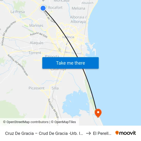Cruz De Gracia – Crud De Gracia -Urb. I [Paterna] to El Perellonet map
