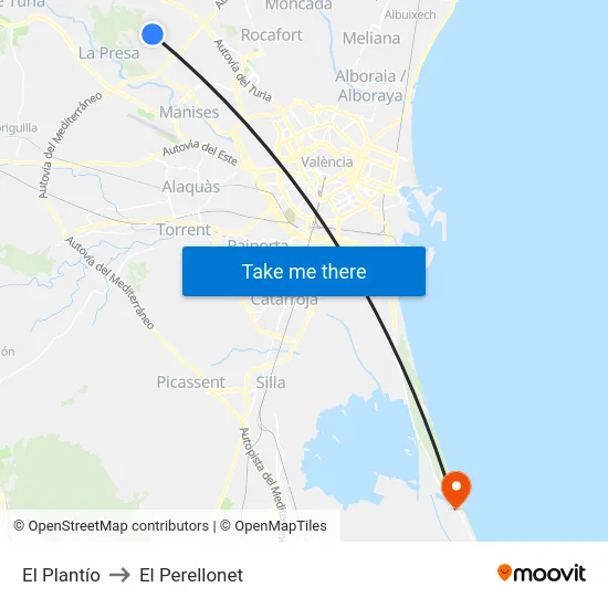 El Plantío to El Perellonet map