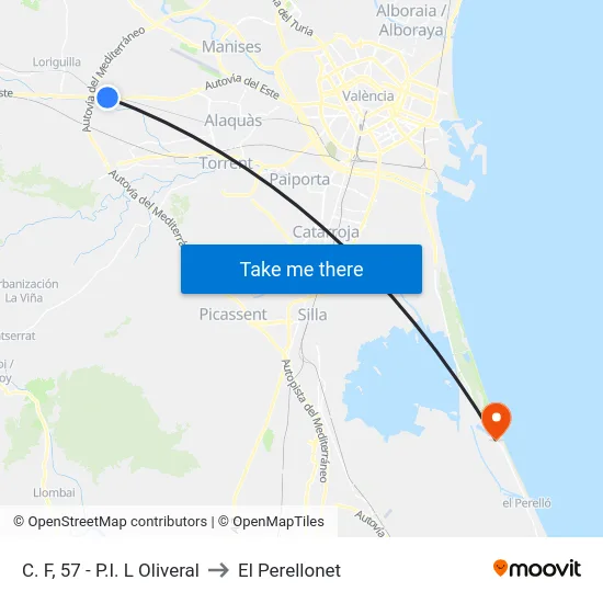 C. F, 57 - P.I. L Oliveral to El Perellonet map