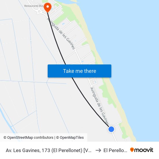 Av. Les Gavines, 173 (El Perellonet) [València] to El Perellonet map