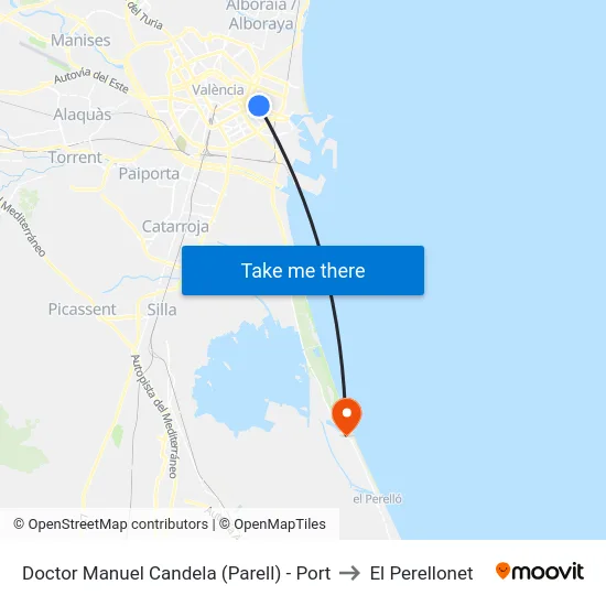Doctor Manuel Candela (Parell) - Port to El Perellonet map