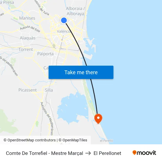 Comte De Torrefiel - Mestre Marçal to El Perellonet map
