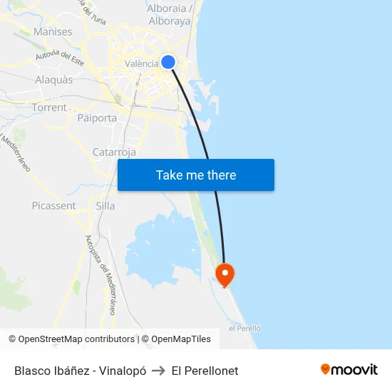 Blasco Ibáñez - Vinalopó to El Perellonet map