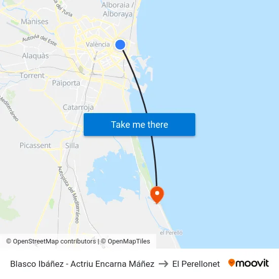 Blasco Ibáñez - Actriu Encarna Máñez to El Perellonet map