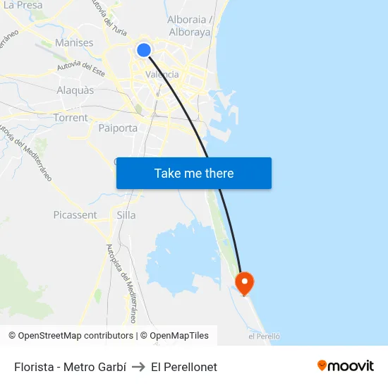 Florista - Metro Garbí to El Perellonet map