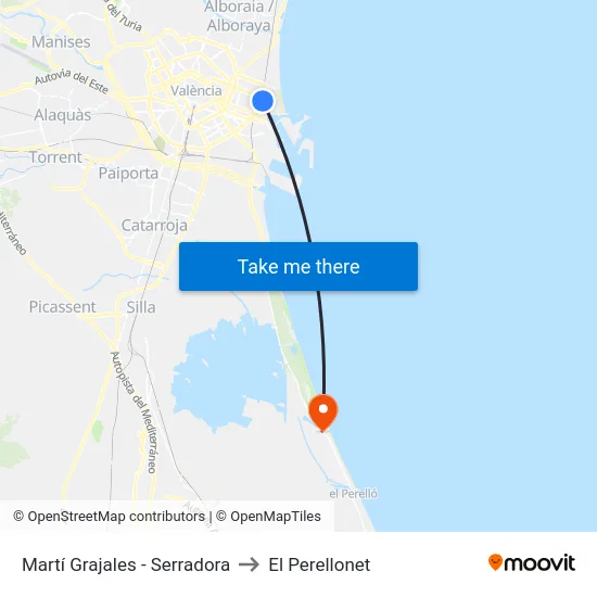 Martí Grajales - Serradora to El Perellonet map