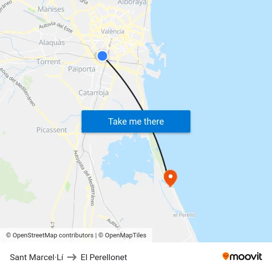 Sant Marcel·Lí to El Perellonet map