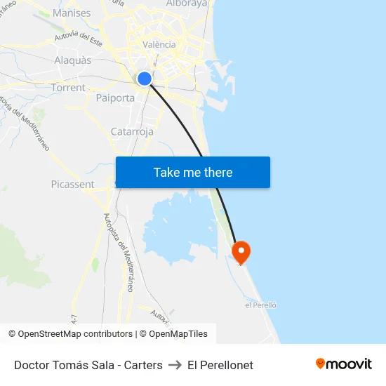 Doctor Tomás Sala - Carters to El Perellonet map