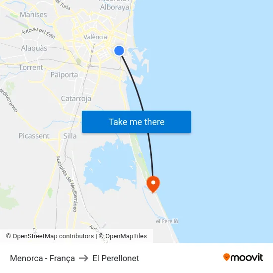 Menorca - França to El Perellonet map