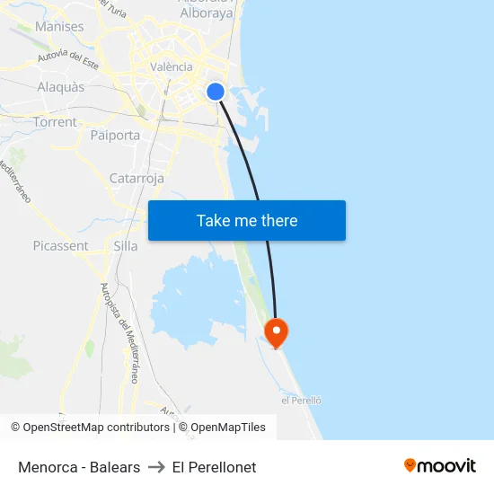 Menorca - Balears to El Perellonet map