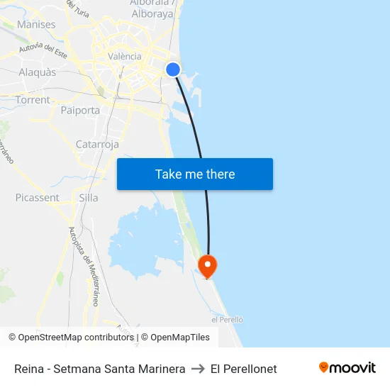Reina - Setmana Santa Marinera to El Perellonet map
