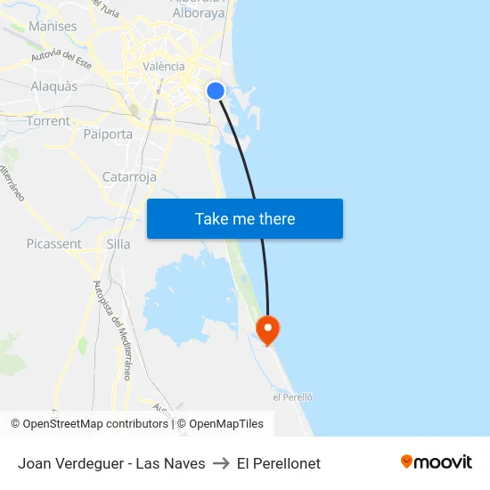 Joan Verdeguer - Las Naves to El Perellonet map