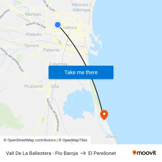 Vall De La Ballestera - Pío Baroja to El Perellonet map