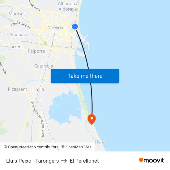 Lluís Peixó - Tarongers to El Perellonet map