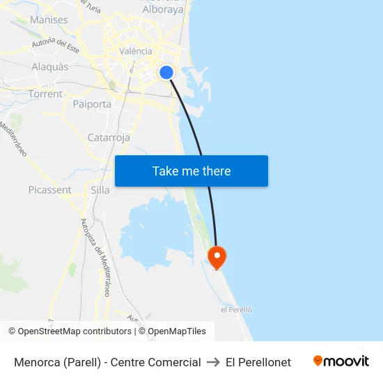 Menorca (Parell) - Centre Comercial to El Perellonet map