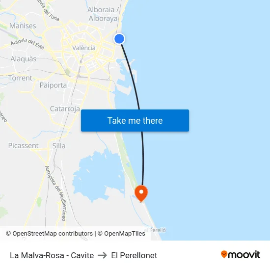 La Malva-Rosa - Cavite to El Perellonet map