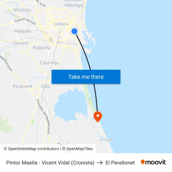 Pintor Maella - Vicent Vidal (Cronista) to El Perellonet map