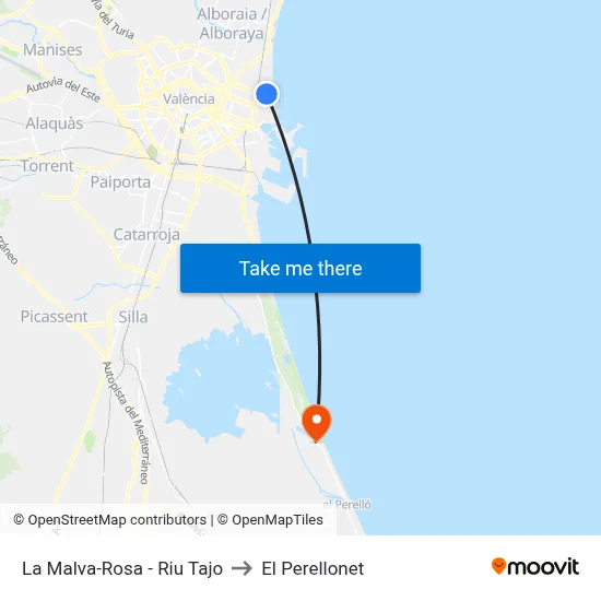 La Malva-Rosa - Riu Tajo to El Perellonet map