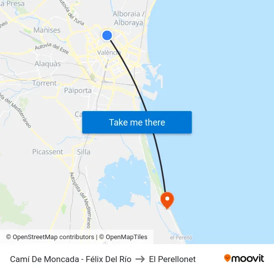 Camí De Moncada - Félix Del Río to El Perellonet map