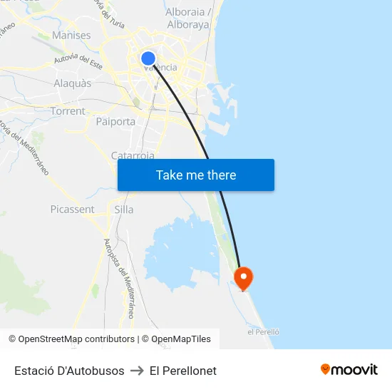 Estació D'Autobusos to El Perellonet map