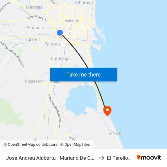 José Andreu Alabarta - Mariano De Cavia to El Perellonet map