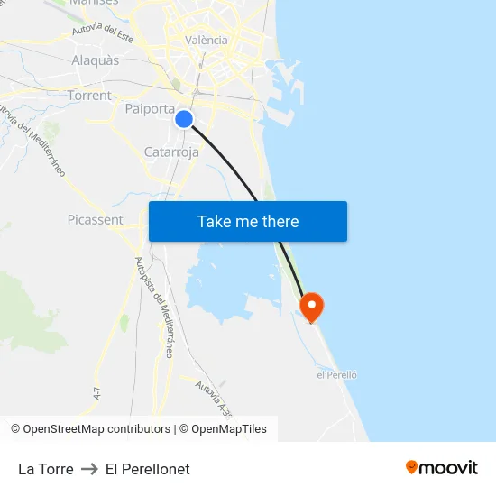 La Torre to El Perellonet map