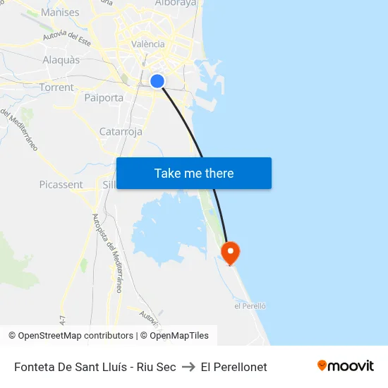 Fonteta De Sant Lluís - Riu Sec to El Perellonet map