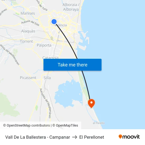 Vall De La Ballestera - Campanar to El Perellonet map