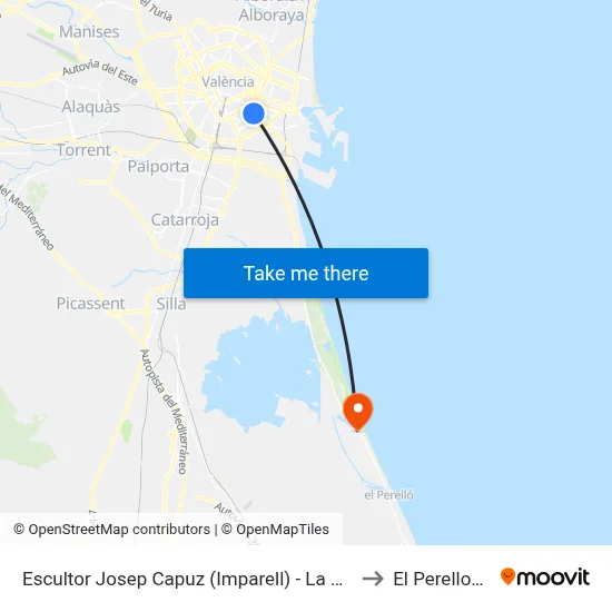 Escultor Josep Capuz (Imparell) - La Plata to El Perellonet map