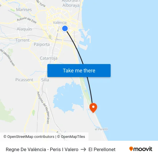 Regne De València - Peris I Valero to El Perellonet map