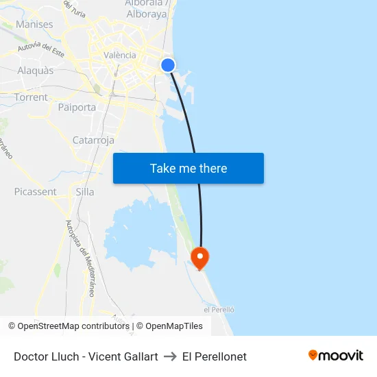 Doctor Lluch - Vicent Gallart to El Perellonet map