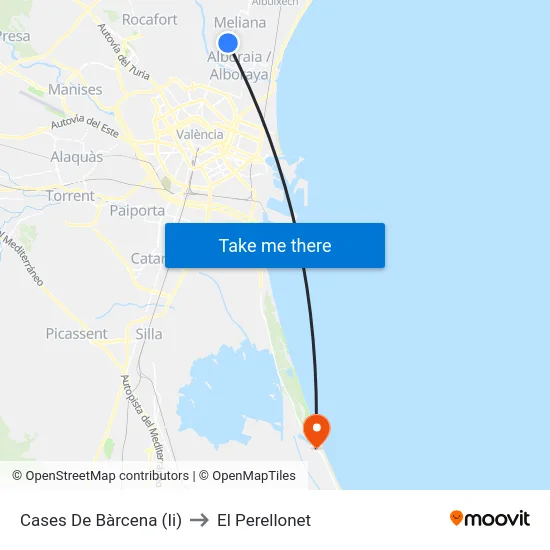 Cases De Bàrcena (Ii) to El Perellonet map