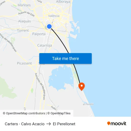 Carters - Calvo Acacio to El Perellonet map